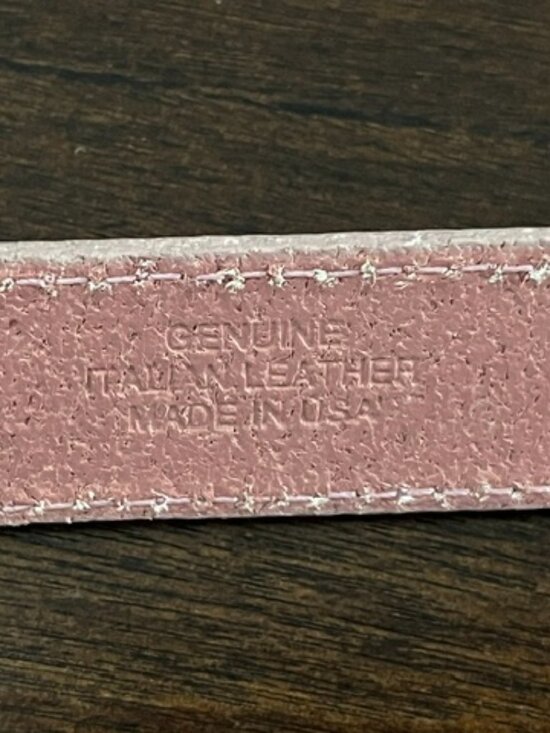 Banana Republic Italian Leather Belt Pink Silver Tone Brass Buckle Made in USA main image 6